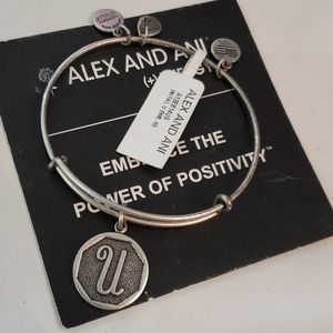 Alex and Ani Inital Letter G Silvertone Bracelet
